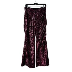 $1,790 Halpern Pink High Rise Wide Leg Sequined Pants Size 38/US 6